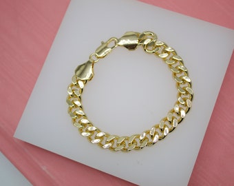 18K Gold Filled Cuban Link 9mm Chain Bracelet For Wholesale Bracelets Jewelry Making Supplies (I247)