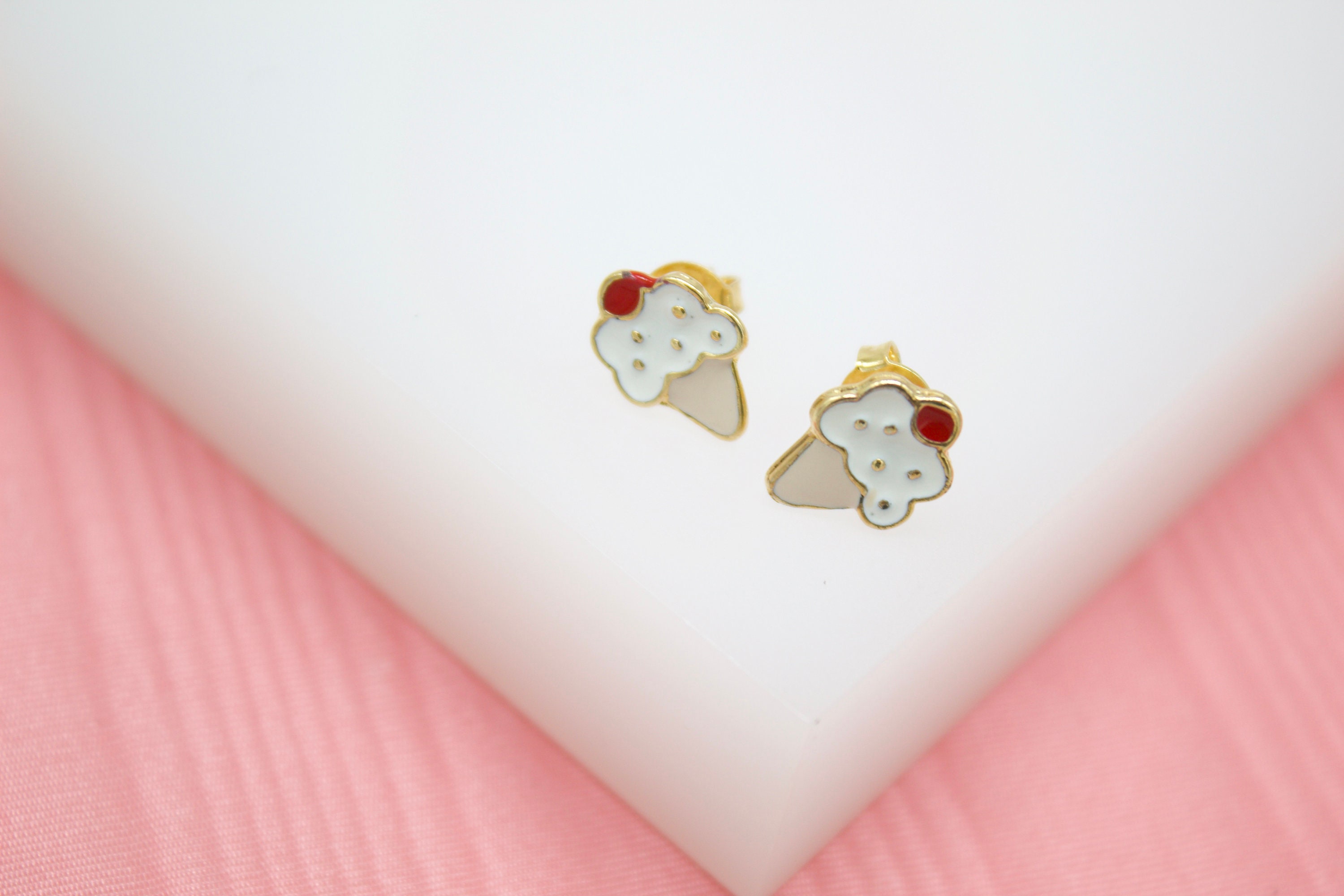 18K Gold Filled Ice Cream Stud Earrings for Wholesale Jewelry Etsy