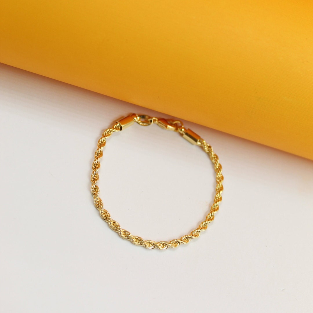 18K Gold Filled Rope Chain Bracelet Chunky Twisted Chain Etsy
