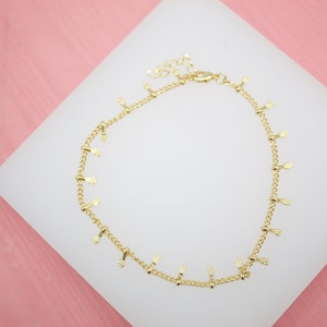 18K Gold Filled Fringe Curb Anklet Chain For Wholesale Dainty Ankle Bracelets Jewelry Making Supplies (E33)