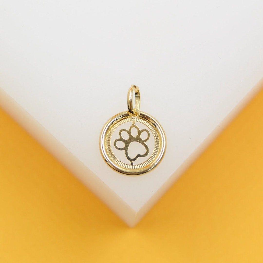 18k Gold Filled Dog Paw Pendant Gold Filled Dog Paw Charm Gold Filled