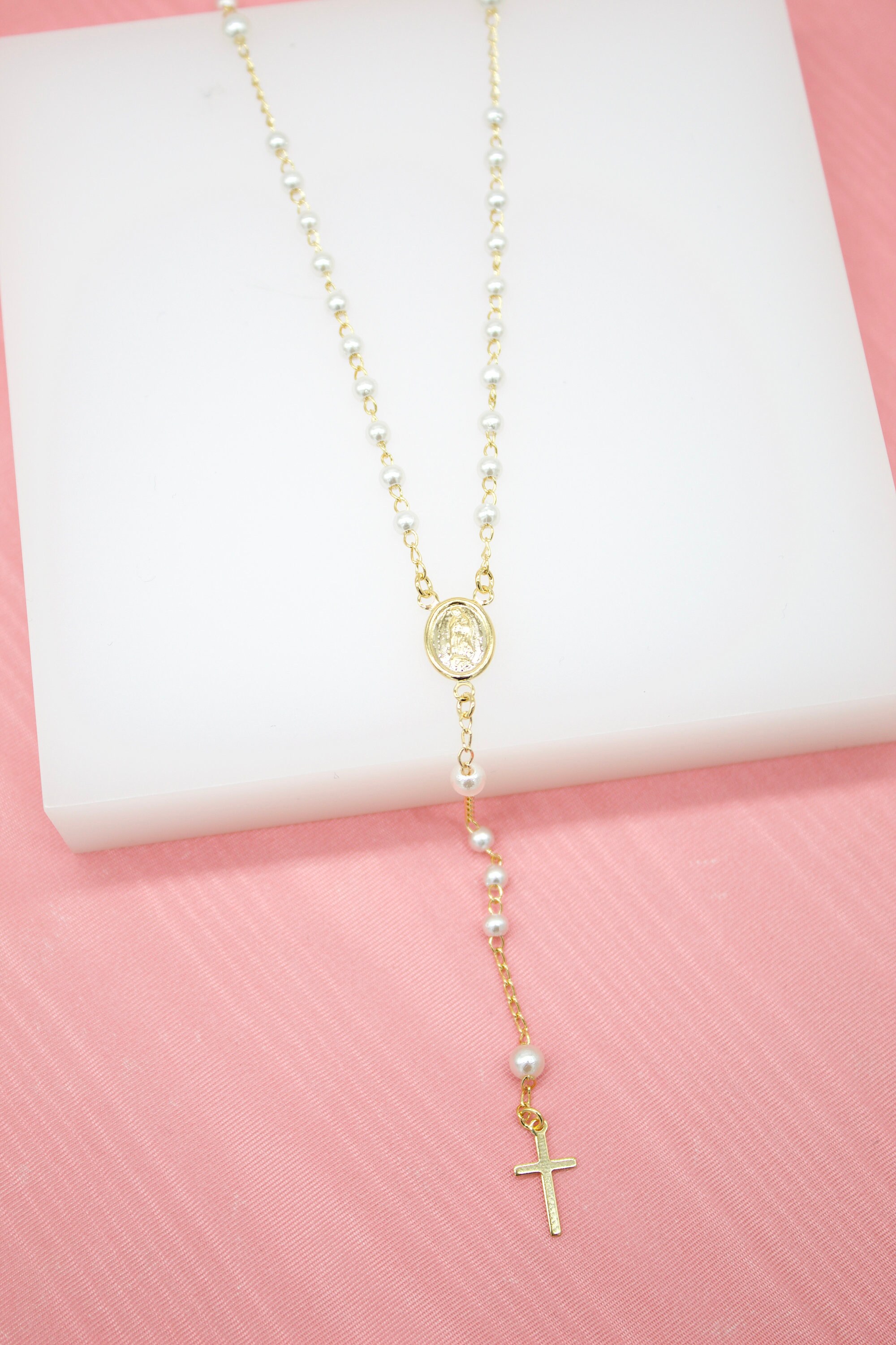 18k Rose Gold Filled Charming Cross Pendant Necklace