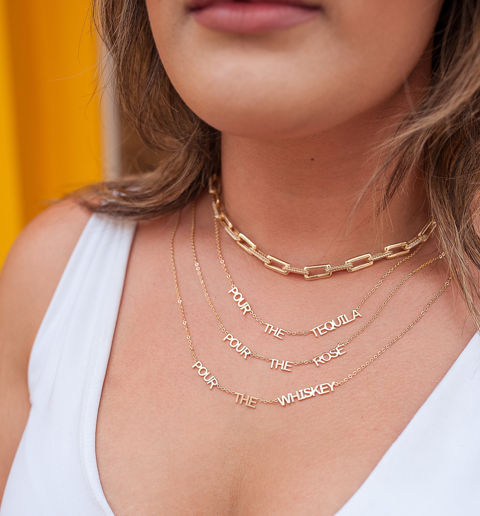 Eye-Catching Tequila-Inspired Gold Link Choker