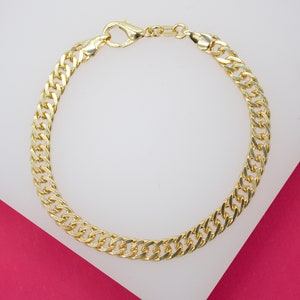 18K Gold Filled 5mm Double Curb Cuban Link Chain Bracelet For Wholesale Bracelet (I270)