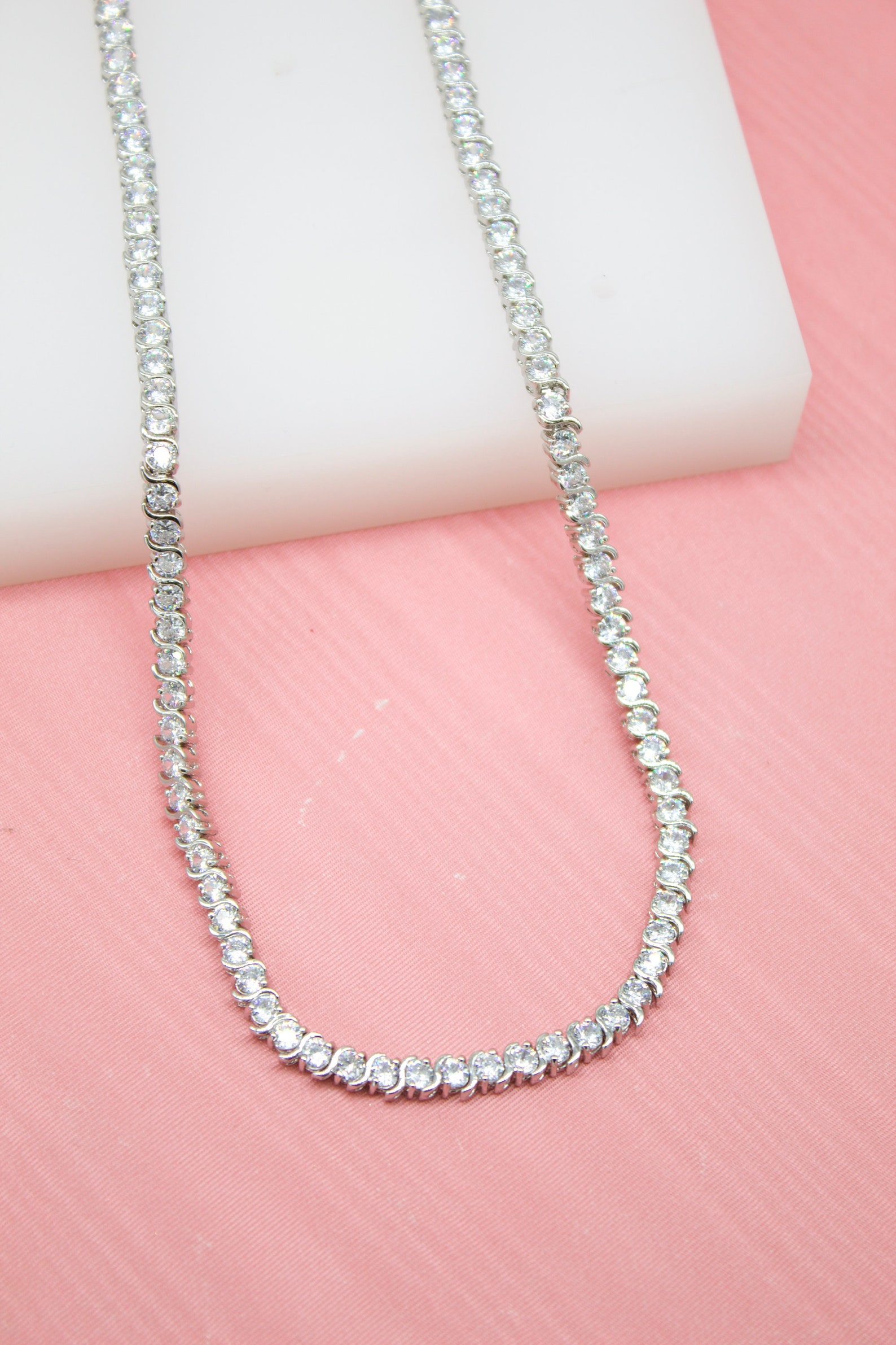 18k Gold Filled Choker Necklace With Round Clear CZ Cubic Etsy