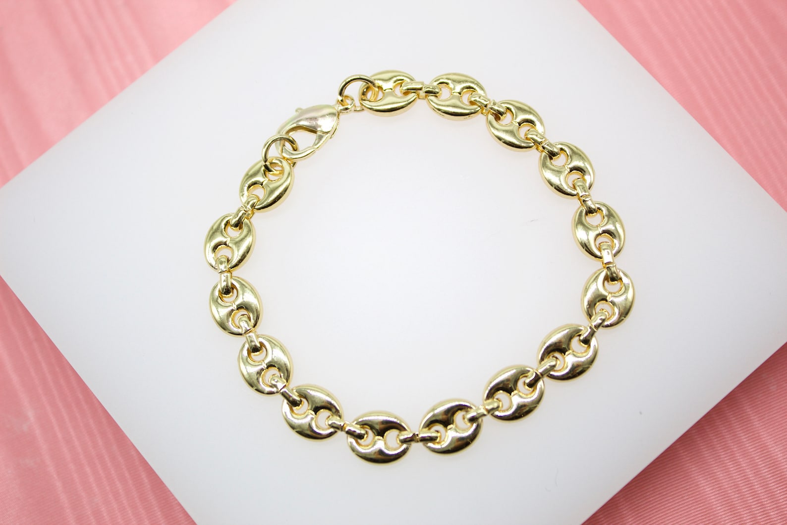 18K Gold Filled 8mm Thick Gucci Link Chain Bracelet For Etsy