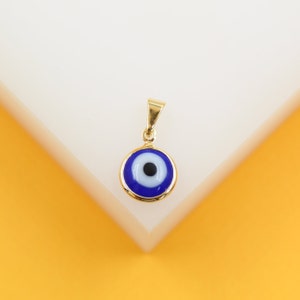 18K Gold Filled Dark Blue Evil Eye Enamel Charm Pendant | Gold Evil Eye Charm | Good Luck Evil Eye Protection Pendant | Wholesale (A259)