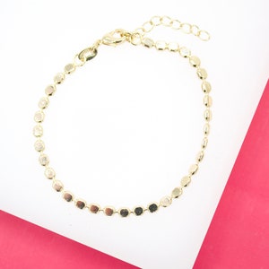 18K Gold Filled Flat Ball Disc Bracelet For Wholesale Jewelry Bracelets (I374)