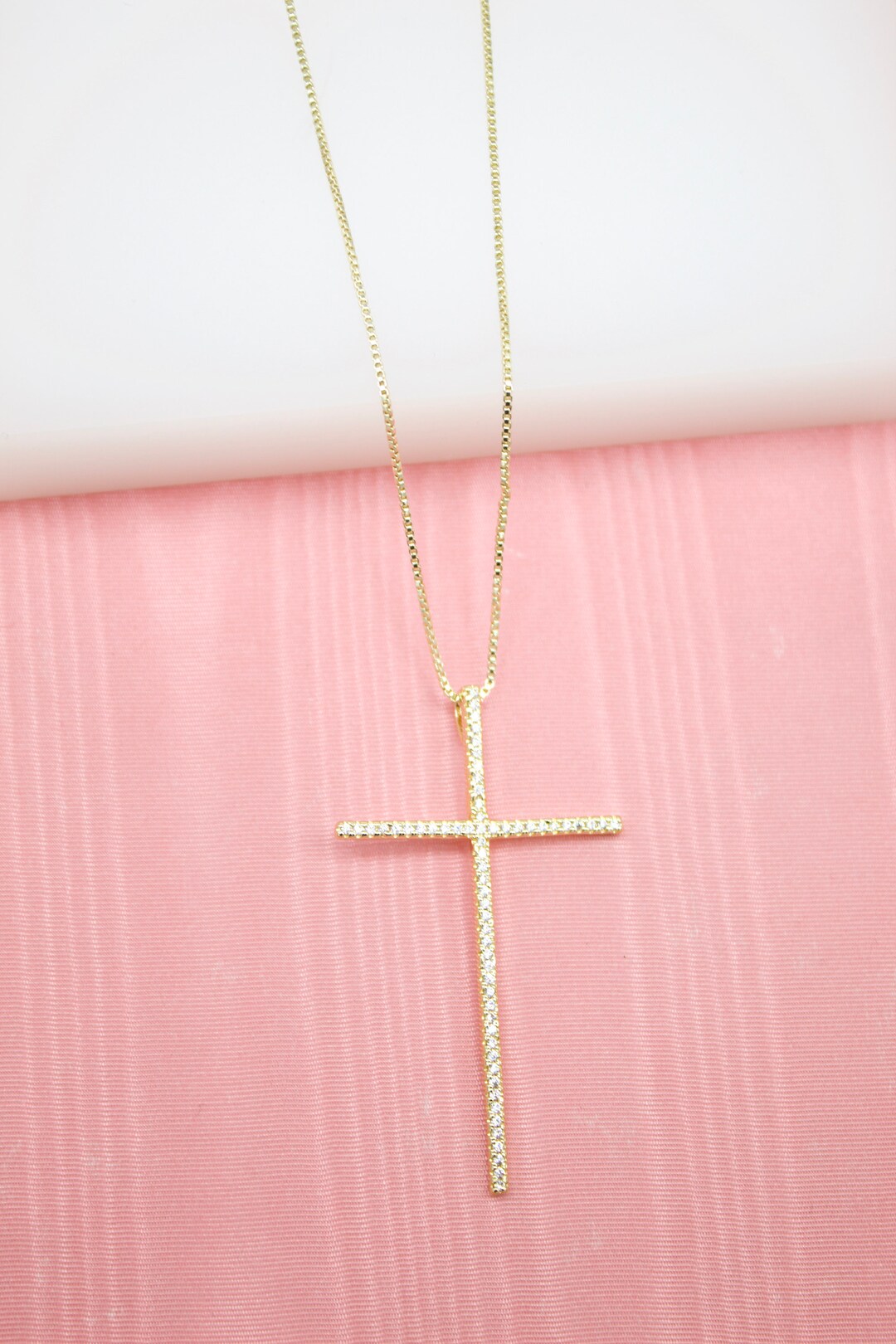 Golden Serenity Necklace Gold Cross Necklace Women Jewelry 