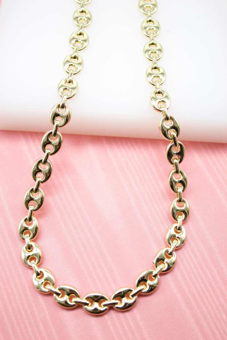 18K Gold Filled 8mm Thick Puffy Mariner Link Chain for Etsy