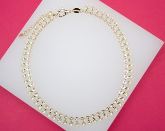 18K Gold Filled Textured Drop Anklet For Wholesale Dainty Body Jewelry (E116)