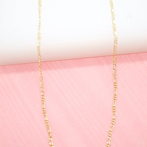 18K Gold Filled 1mm Link Figaro Chain For Wholesale Necklace Dainty Jewelry Making Supplies (F73)