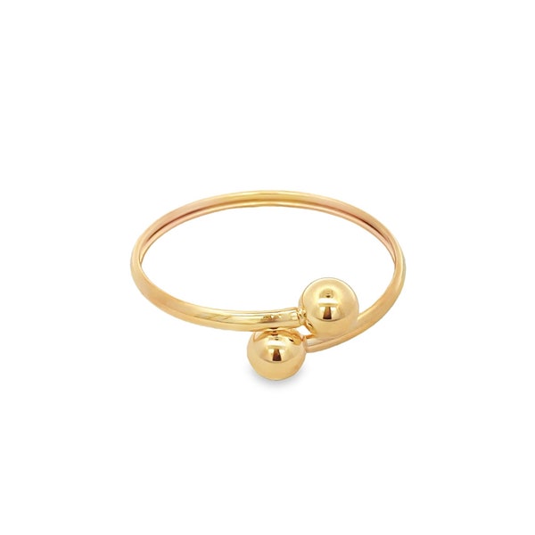 18K Gold/ Rhodium Filled Ball Open Bangle | Classic Ball Designed Bangle | Plain Gold Ball Designed Bracelet | Wholesale Jewelry (B95)