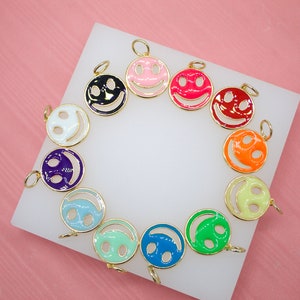 18K Gold Filled Multicolor Enamel Happy Smile Face Charm Pendant For Wholesale Jewelry Making Supplies (A42)
