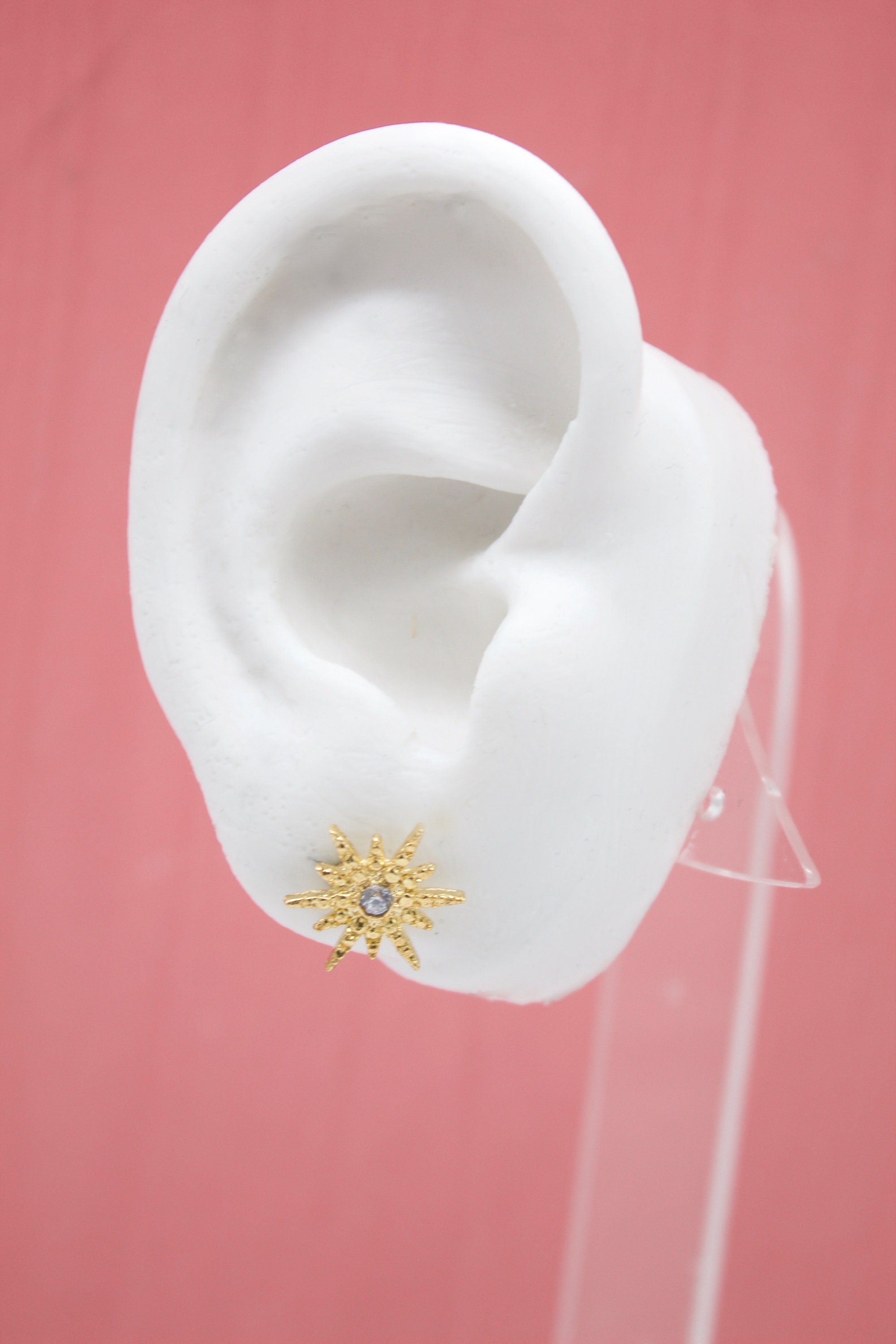 18K Gold Filled Sun Stud Earrings With CZ Cubic Zirconia Etsy