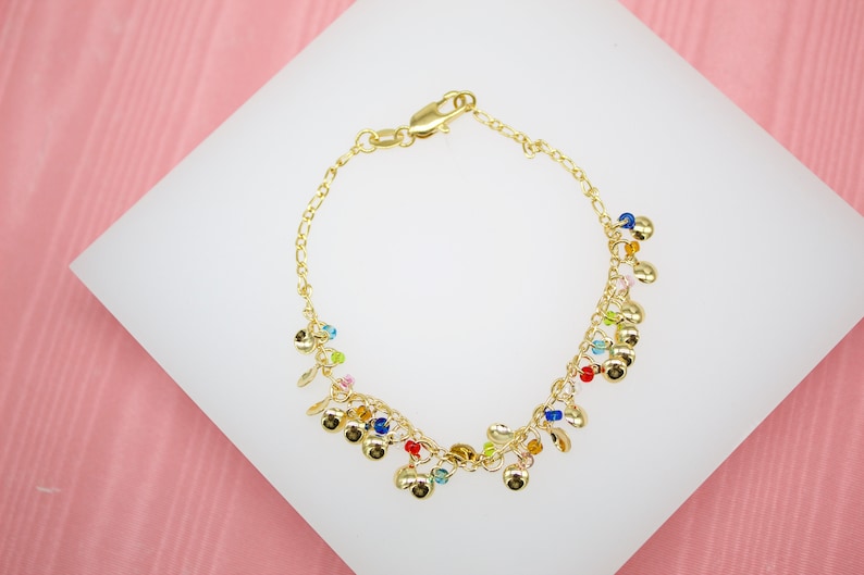 18K Gold Filled Half Bead Multi Color Chain Charms Bracelet For Wholesale Charm Bracelets /& Jewelry Making Supplies