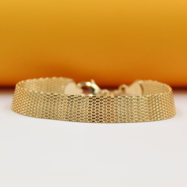 Gold Designed Mesh Link Bracelet For 18K Gold Filled Dainty Bracelet Jewelry (I143)