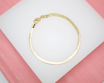 18K Gold Filled 3mm Herringbone Snake Chain Bracelet For Wholesale Bracelet Jewelry Making Supplies (I15)