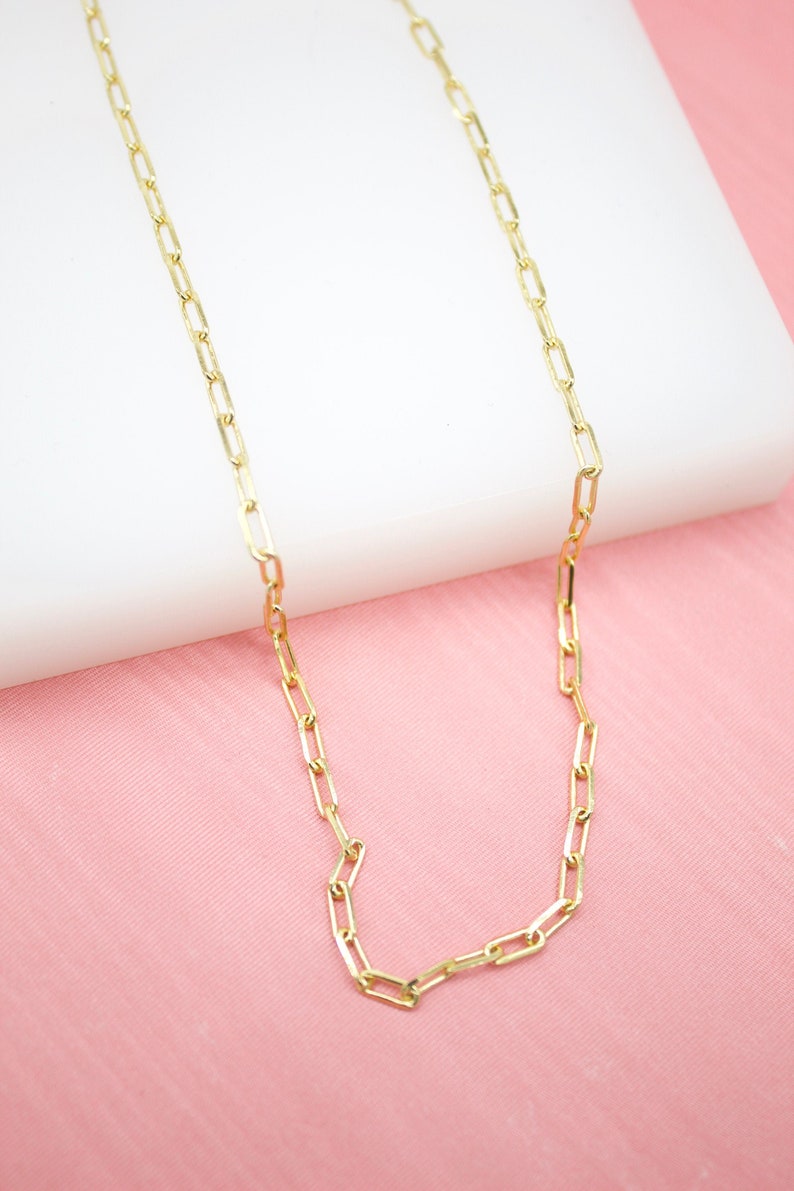 18K Gold Filled 3mm PaperClip Chain For Wholesale Clip Chains And Jewelry Making Supplies Findings F177-178 image 2