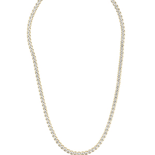 18k Gold Filled Tennis Necklace | Diamond Tennis Necklace with Cubic Zirconia Stones | Cubic Zirconia Tennis Choker (F236A)(I46B)