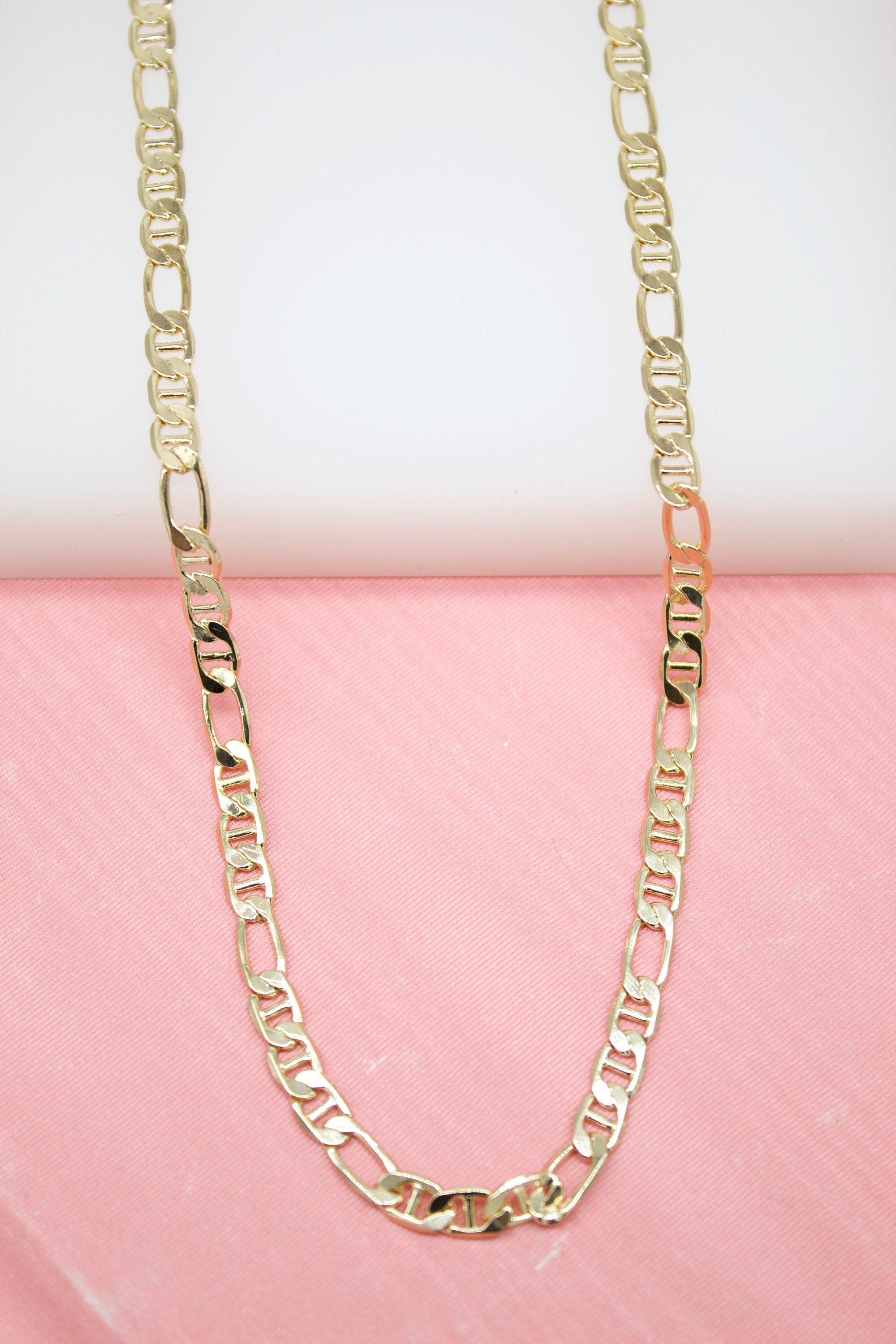 18K Gold Filled 4mm Figarucci Design Mariner Chain For Wholesale Necklace FigGucci Jewelry F140