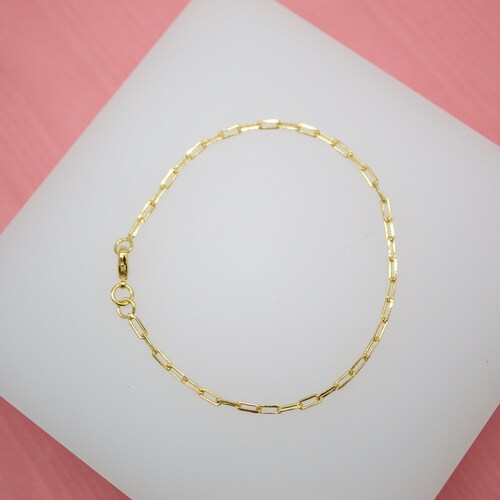18K Gold Filled Paper Clip Link Bracelet for Wholesale Etsy