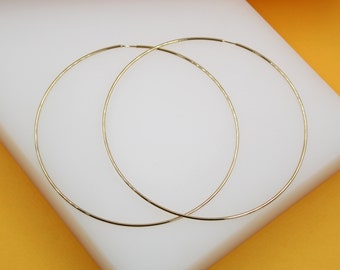 18K Gold Filled Large Thin Endless Hoop Earrings | Gold Endless Thin Hoops | Classic Hoop Earrings | Gold Plain Hoops | Wholesale (J76)