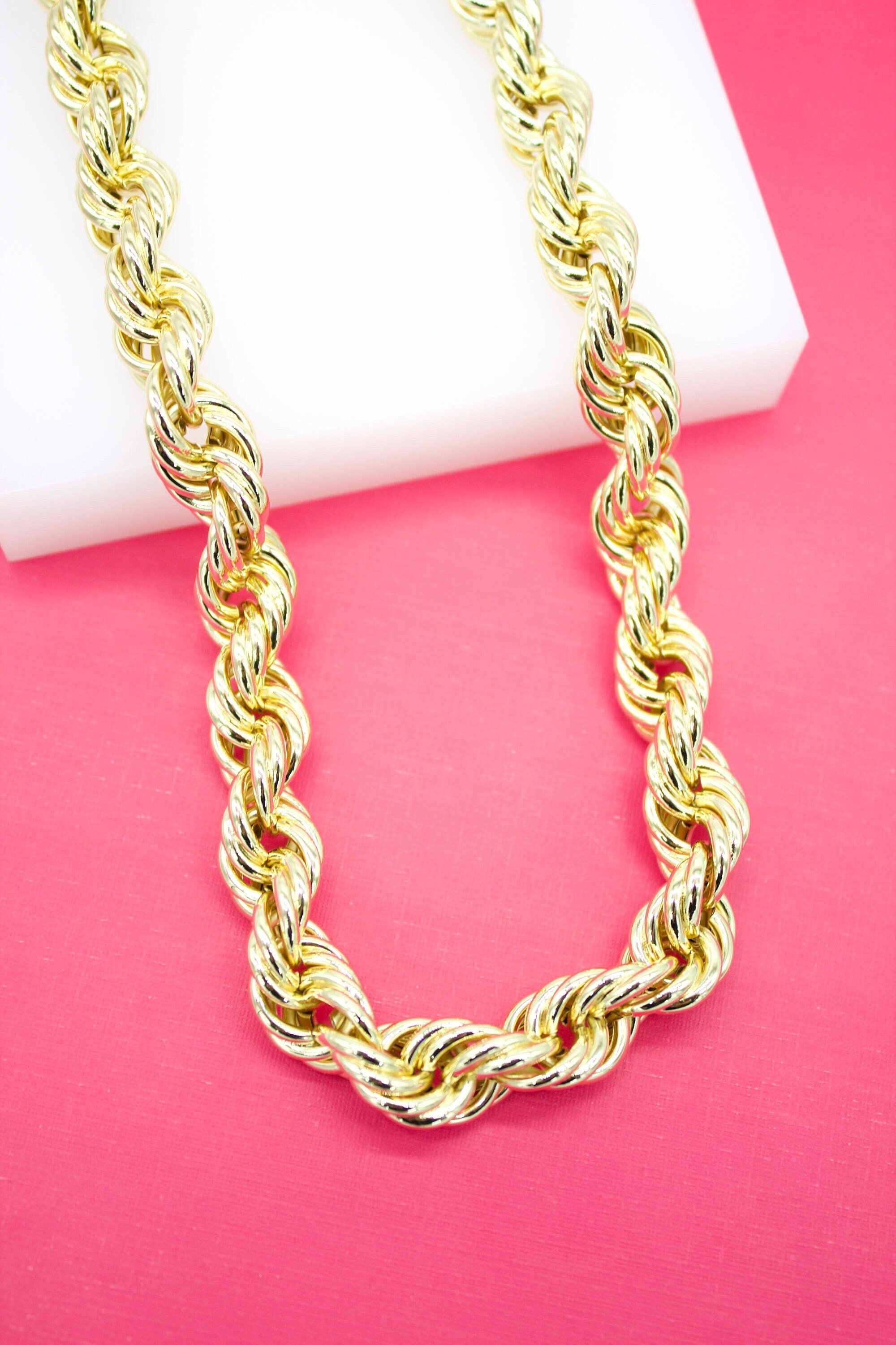 36 Thick Gold Chain Necklace Run DMC Hip Hop Rapper Pimp Rope Old School  Bling