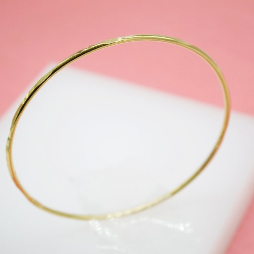 18K Gold Filled Carved Slim Wrist Cuff Bangle Bracelet for Etsy