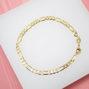 18K Gold Filled Figaro 4mm Link Chain Bracelet For Wholesale Bracelets Chains Jewelry Making Supplies (I480) (E251)