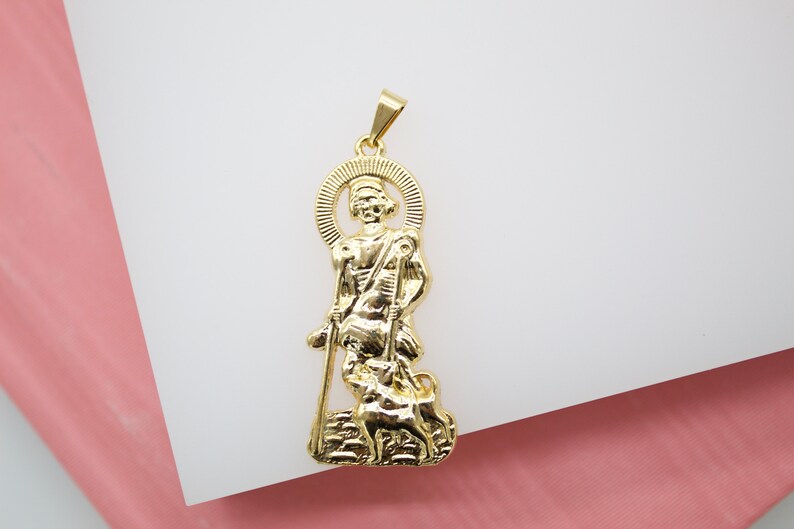 18K Gold Filled Saint San Lazaro Pendant For Catholic Religious Jewelry Making Supplies