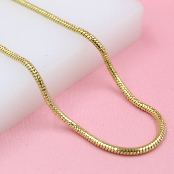 Cadena de serpiente redonda de 2 mm con relleno de oro de 18 - Etsy