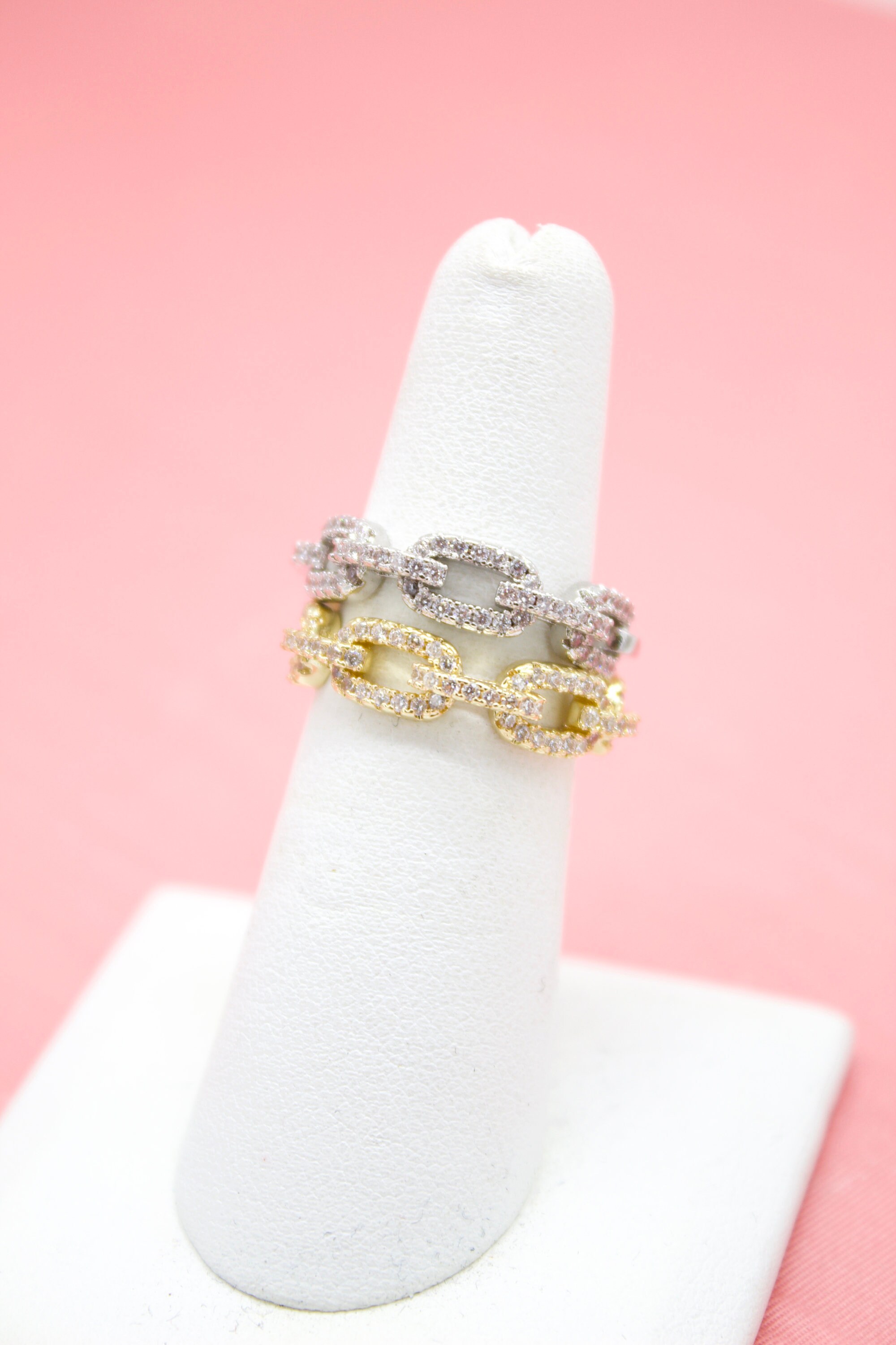 18k Gold Filled Paper Clip Ring With Micro CZ Stones For Etsy