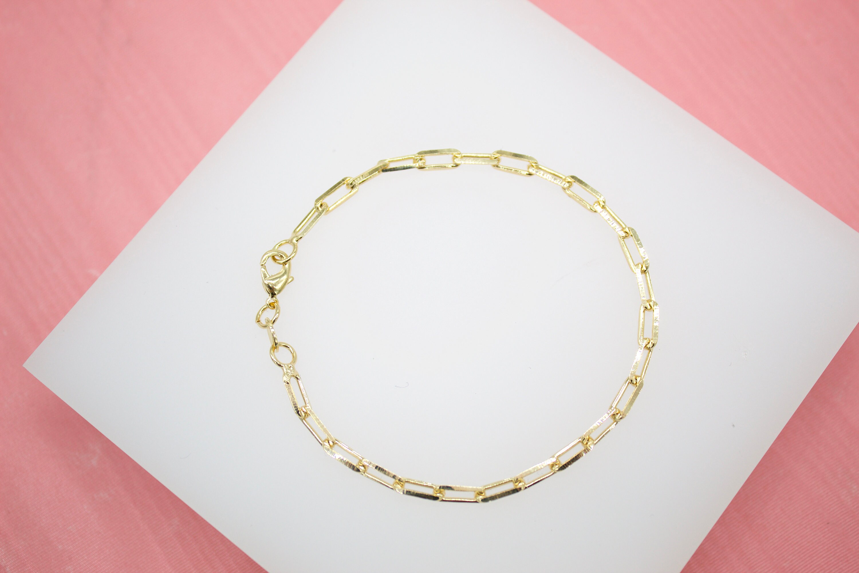 18K Gold Filled Paper Clip Link Bracelet for Wholesale Etsy