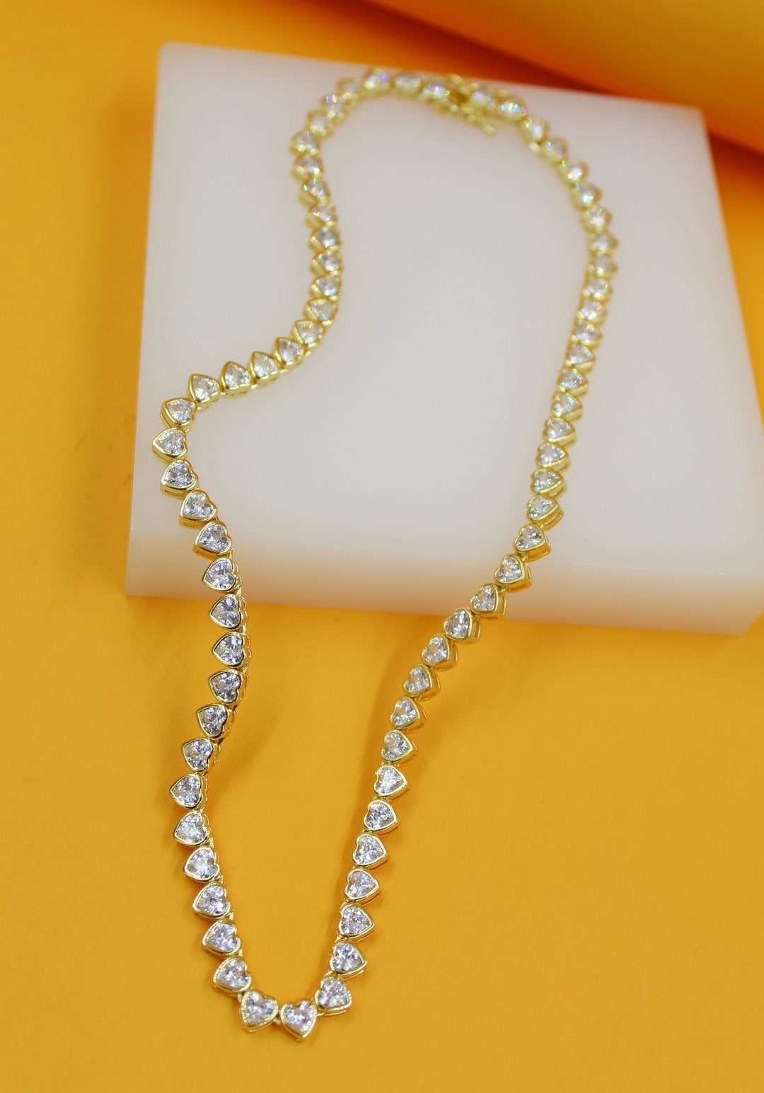 18k Gold Filled Tennis Necklace Diamond Tennis Necklace With Cubic