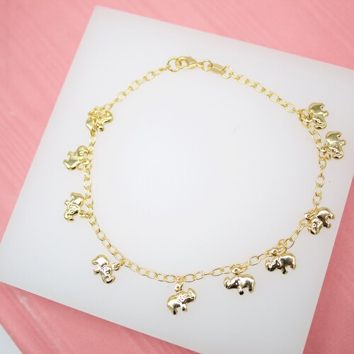 18K Gold Filled Elephant Charm Anklet for Wholesale Dainty Etsy