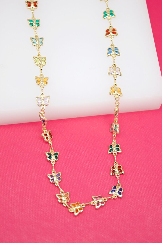 Multi color CZ Stones With Butterfly Necklace for Wholesale