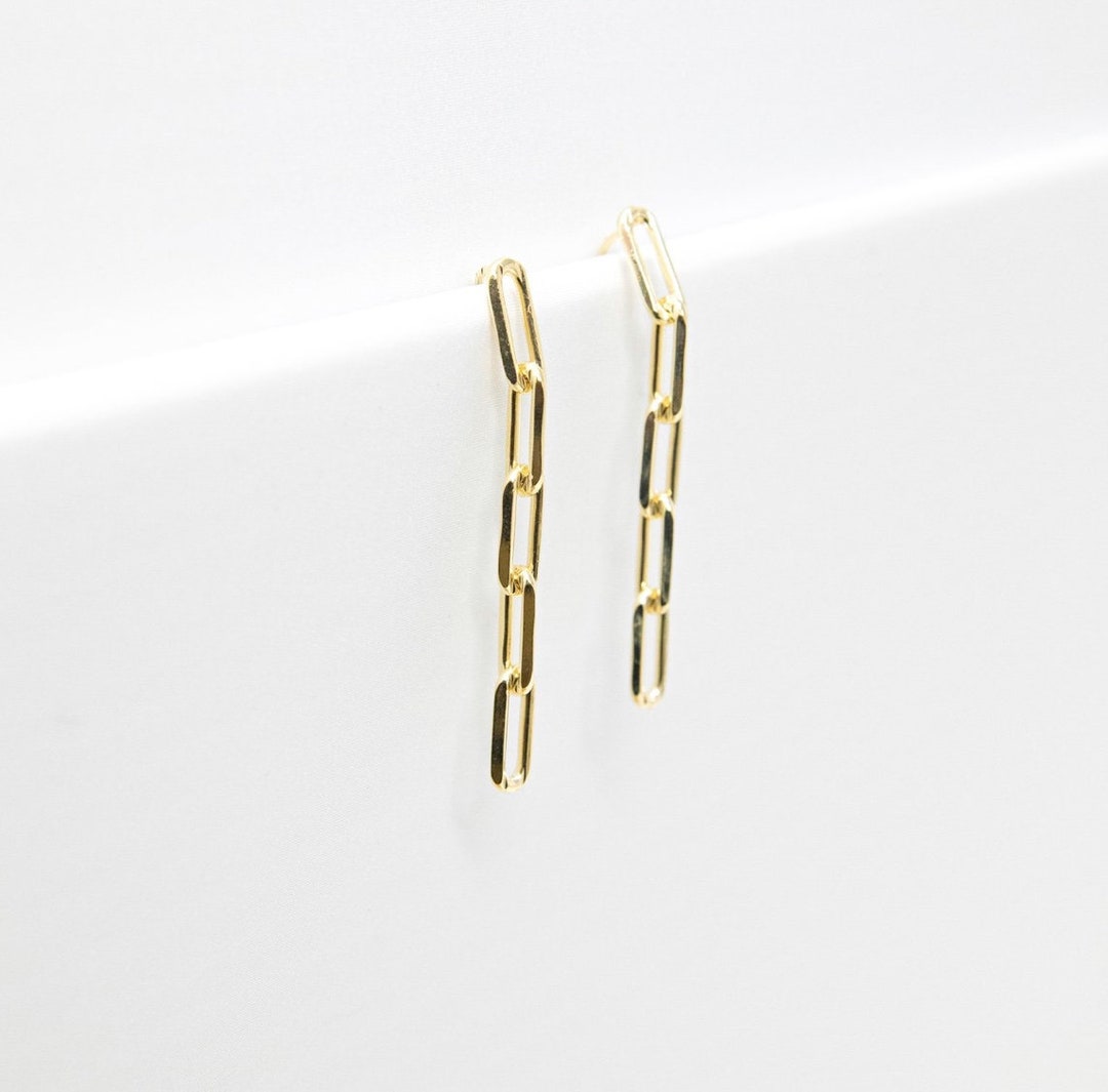 18k Gold Filed Chain Link Earrings Gold Link Earrings Gold Etsy