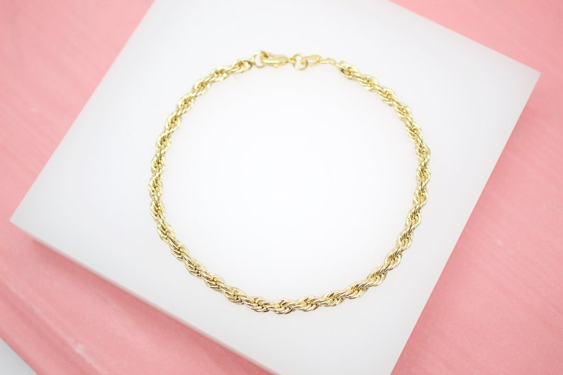 18K Gold Filled 4mm Gold Rope Chain for Wholesale Bracelet Etsy