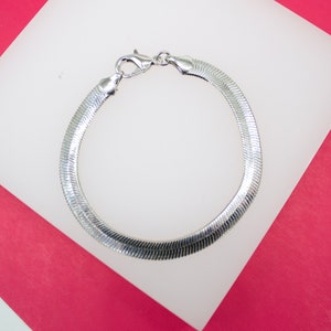 18K Rhodium Filled 6mm Herringbone Snake Bracelet For Wholesale Bracelets Jewelry Making Supplies (I22-23)