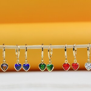 18k Gold Filled CZ Heart Dangle Earrings | Gold Heart Dangling | CZ Heart Dangling Earrings | Wholesale Jewelry (L299)