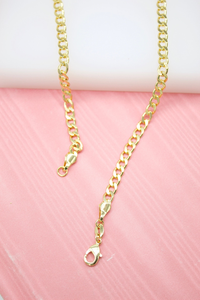 18K Gold Filled 4mm Cuban Curb Link Chain For Wholesale Chains And Jewelry Making Supplies Findings