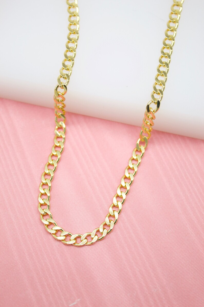 18K Gold Filled 4mm Cuban Curb Link Chain For Wholesale Chains And Jewelry Making Supplies Findings