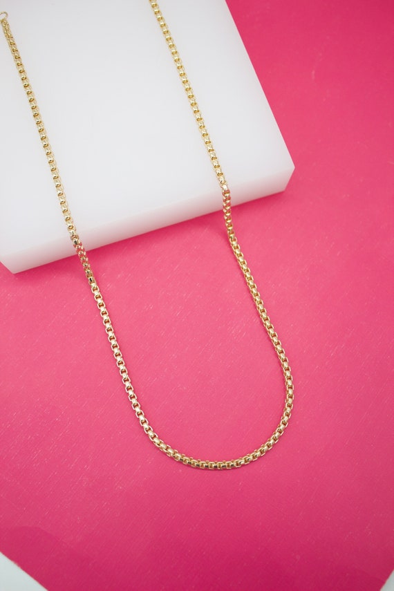 18K Gold Filled Rounded 3mm Box Chain For Wholesale Necklace Dainty Jewelry Making Supplies F59