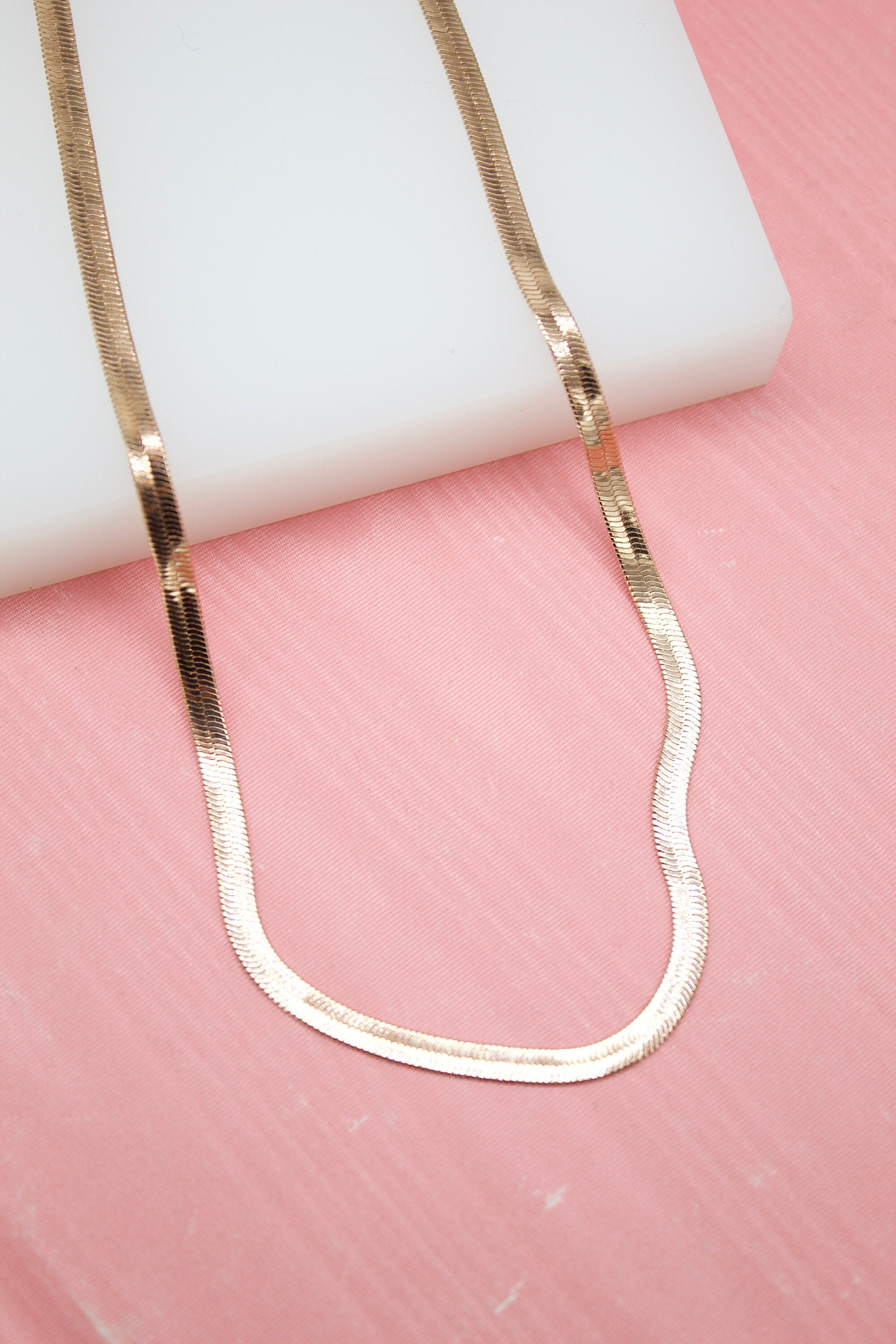 18K Rose Gold Filled 4mm Herringbone 