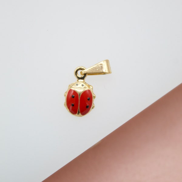 Tiny Dainty 18K Gold Filled LadyBug Charm Pendant, Bug Jewelry Making Component Supply Supplies