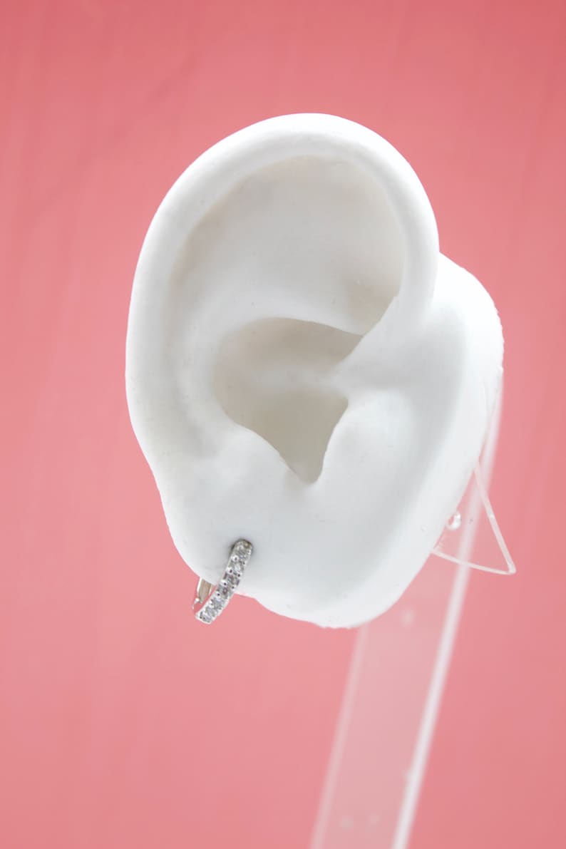 ARETE TIPO BROQUEL ORO 18K ZIRCONIA BLANCA CHICA STELLINA BEBÉS | BB - Foto 7