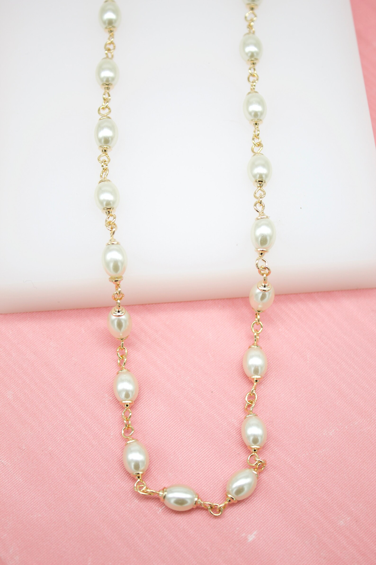 18K Gold Filled Oval Pearl Necklace For Wholesale Necklace Etsy