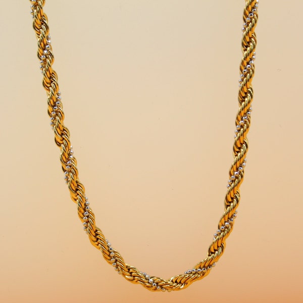 18K Gold Filled 3mm Diamond Cut Ball Rope Chain Necklace | Thick Gold Rope Chain Necklace | Rope Chain Necklace | Rope Necklace | Wholesale