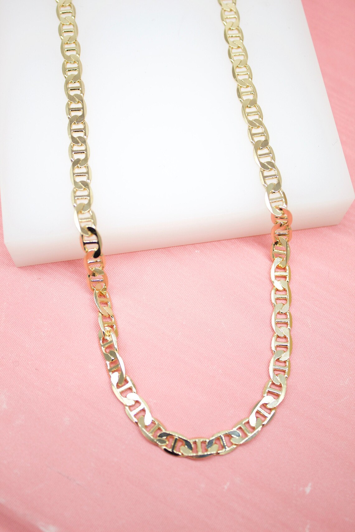 18K Gold Filled 6mm Flat Mariner Chain for Wholesale Chains Etsy